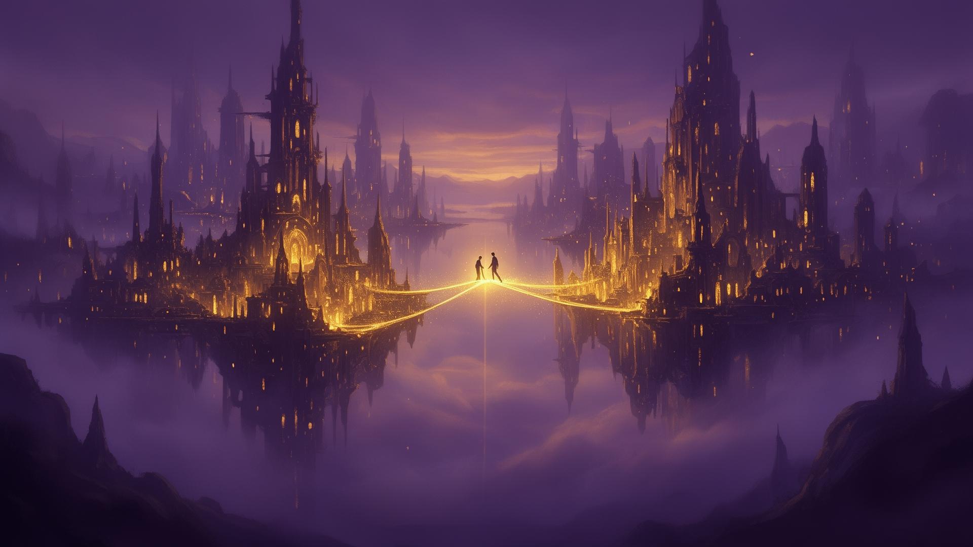 Ciudad virtual de Azuarah al atardecer